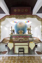 Religious symbol inside a Cao Dai temple