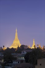 View of Shwedagon pagoda at dust