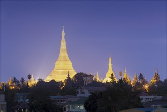 View of Shwedagon pagoda at dust