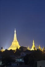 View of Shwedagon pagoda at dust