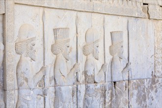 Bas reliefs at the walls of Apadana palace and staircase