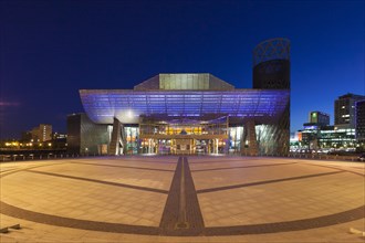 Lowry Theatre illuminated at night