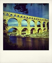 Polaroid effect on the Pont du Gard and river Gard