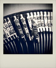 Polaroid photograph of typebars of an old typewriter