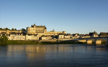 Amboise chateau at sunset on the Loire River