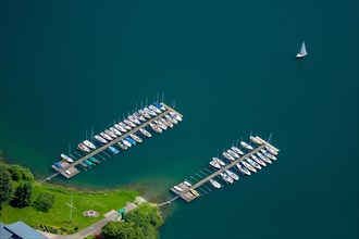 Aerial view of sailboats on Lake Hennesee