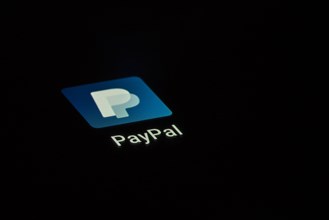 PayPal app icon on a display