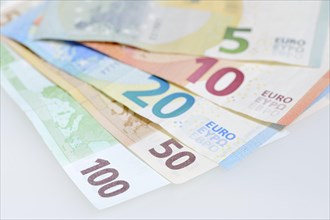 Various euro banknotes