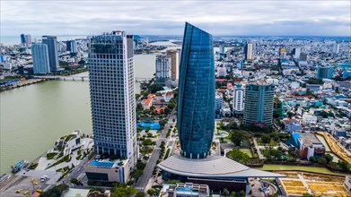 City view with skyscrapers Novotel Building and Da Nang Civic Centre Building