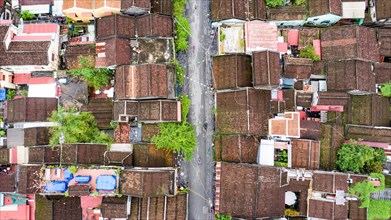 Roofs of old houses with Tráº§n Phu pedestrian road