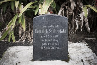 Grave with German inscription at the German cemetery