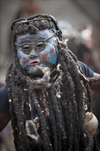 Men of the ethnic group of the Bamileke with traditional masks