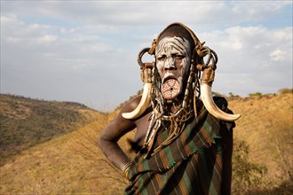 A Mursi woman with body jewellery in Mago National Park