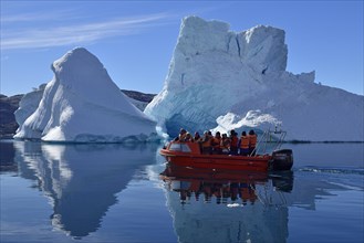 Tourist boat cruising through the icebergs