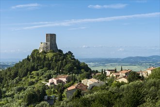 Typical Tuscany landscape in Val d'Orcia with the castle Rocca d'Orcia