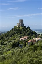 Typical Tuscany landscape in Val d'Orcia with the castle Rocca d'Orcia