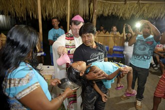 Catholic baptism in a Munduruku Indians village