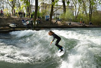 Surfers on the Eisbach
