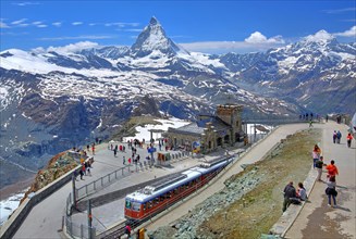 Mountain station of the Gornergratbahn 3089m with Matterhorn 4478m