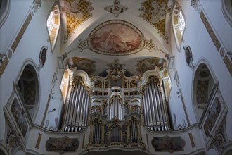 Organ and ceiling fresco of the church of the Monastery Ursberg