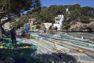 Bottom-laid fishing nets in the port of Cala Figuera