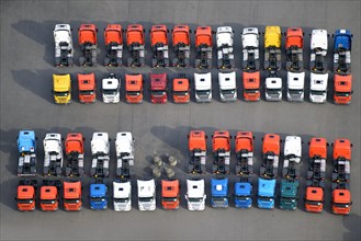 Trucks in a parking lot