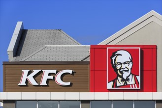 Kentucky Fried Chicken logo on fast food restaurant