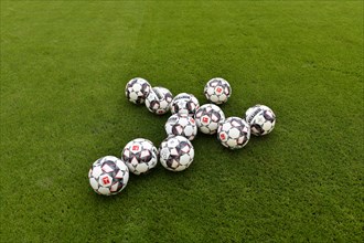 11 match balls adidas DerbyStar on grass