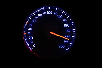 Speedometer with speed display 220 km/h