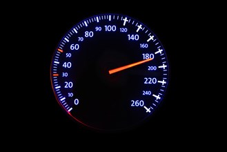 Speedometer with speed display 180 km/h and cruising from 120 km/h