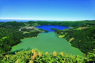 Crater lakes Lagoa Verde and Lagoa Azul