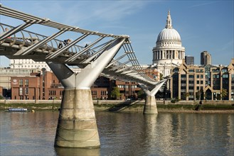 Millennium Bridge over the River Thames and St Paul's Cathedral