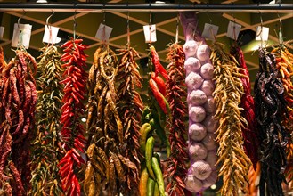 Hanging garlic and chilli