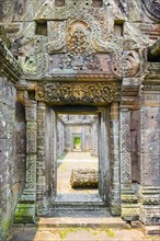 Carved stone doorway at Prasat Preah Vihear temple ruins