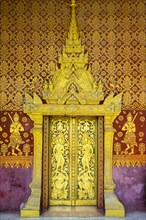 Ornate doorway at Wat Sene Souk Haram