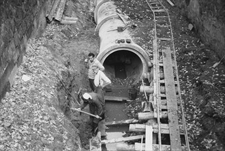 Construction work on the sewer system