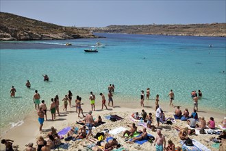 Tourists bathing in Blue Lagoon