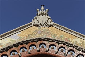 Gable of the facade with artistic mosaic