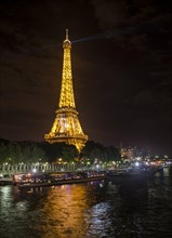 Eiffel Tower and River Seine at night