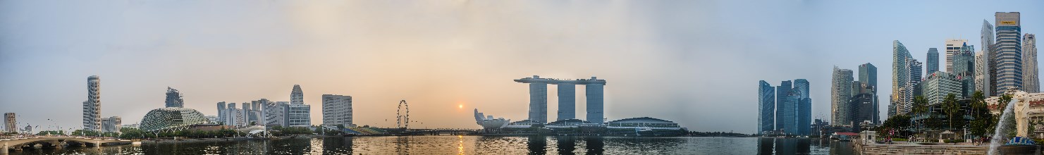 Marina Bay Sands Hotel and the financial district with skyscrapers