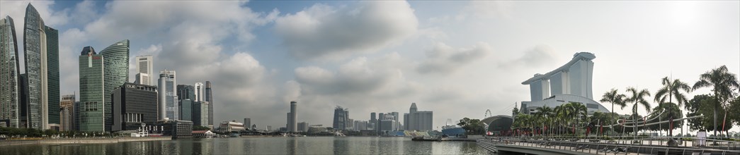 Marina Bay Sands Hotel and the financial district with skyscrapers