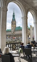 Cafe in the Alster Arcades overlooking City Hall