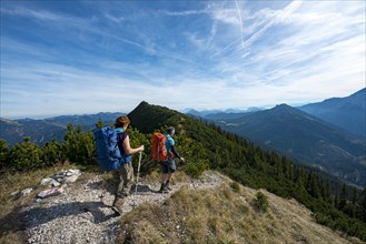 Hikers crossing the Blauberge mountains
