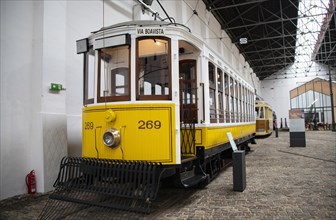 Yellow historic tramway