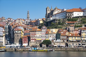 Historic old town Ribeira with church tower of the church Igreja dos Clerigos and Da Se Cathedral