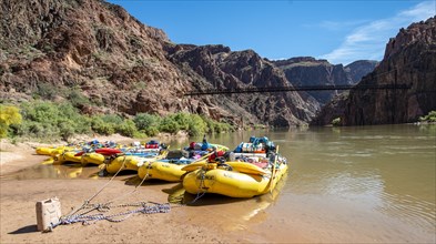 Rafting boats on the banks of the Colorado River