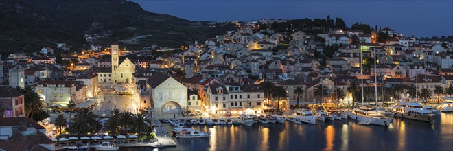 View over the harbour to the old town of Hvar