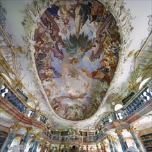 Library hall with ceiling fresco