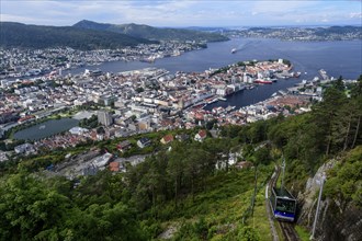 View from the local mountain Floifjellet on Bergen