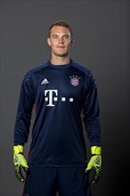 Goalkeeper Manuel Neuer of FC Bayern Munich poses during the team presentation on August 10
